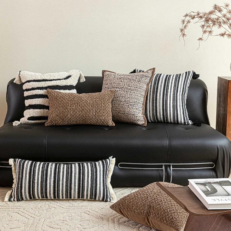 30X50/45X45/50X50CM Black White Throw Pillow Cover Modern Antique Waist Cushion Cover Decor Home Decorative Pillowcase