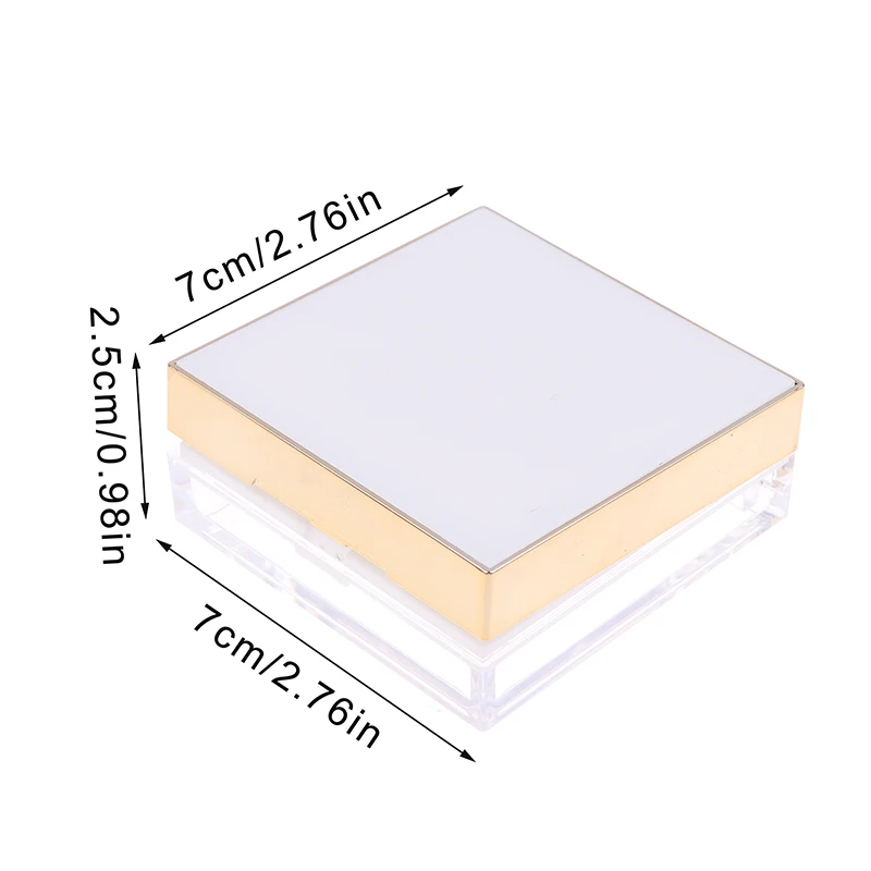 8g Square Gold Border Loose Powder Box Empty Refillable Portable Makeup Setting Powder Blush Case Container With Puff Mirror