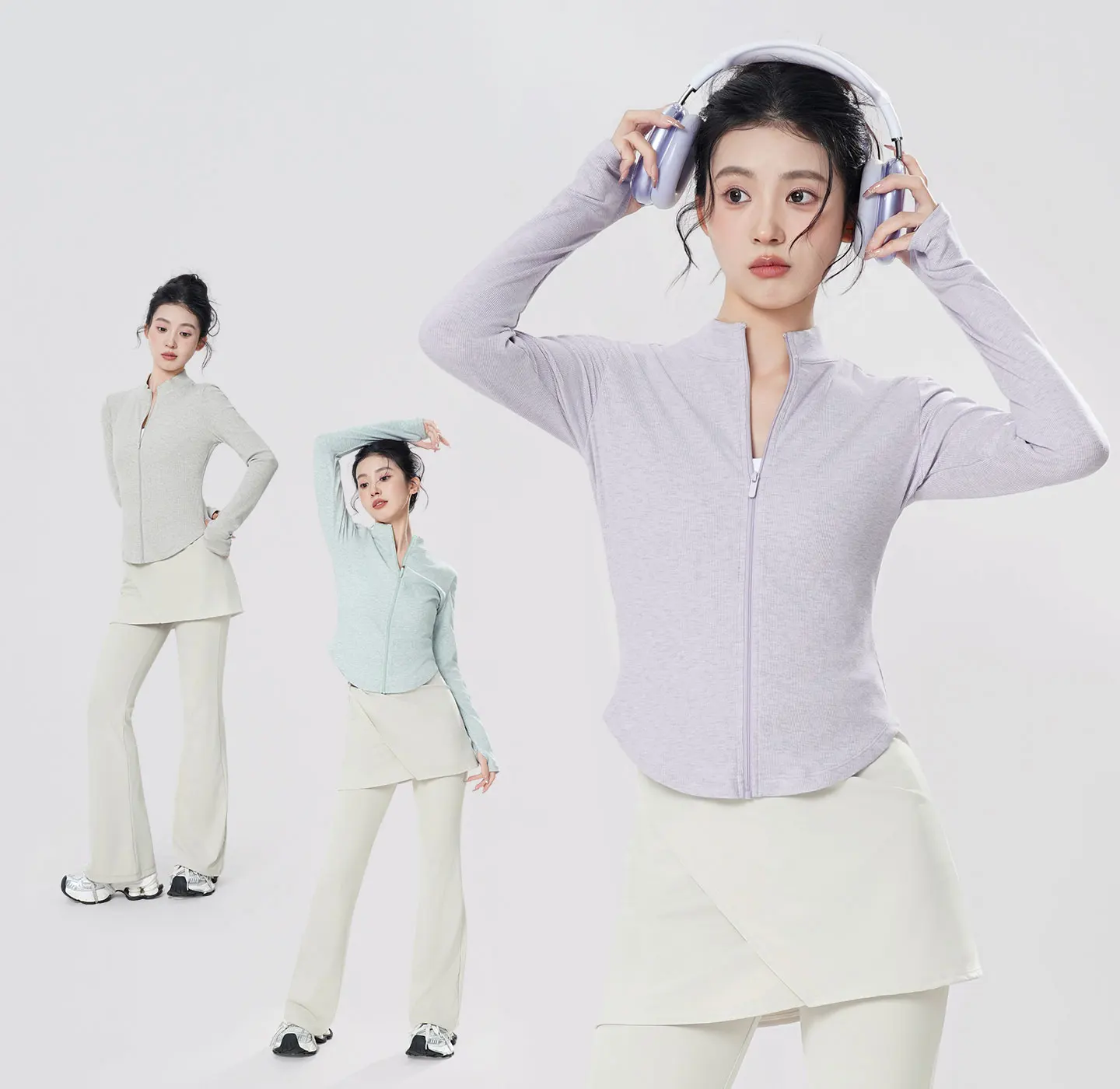 여성 발레 탑 발레 재킷 코트 성인 댄스 가디건 스탠드 칼라 긴팔 댄스 탑 지퍼 여성 댄스 셔츠