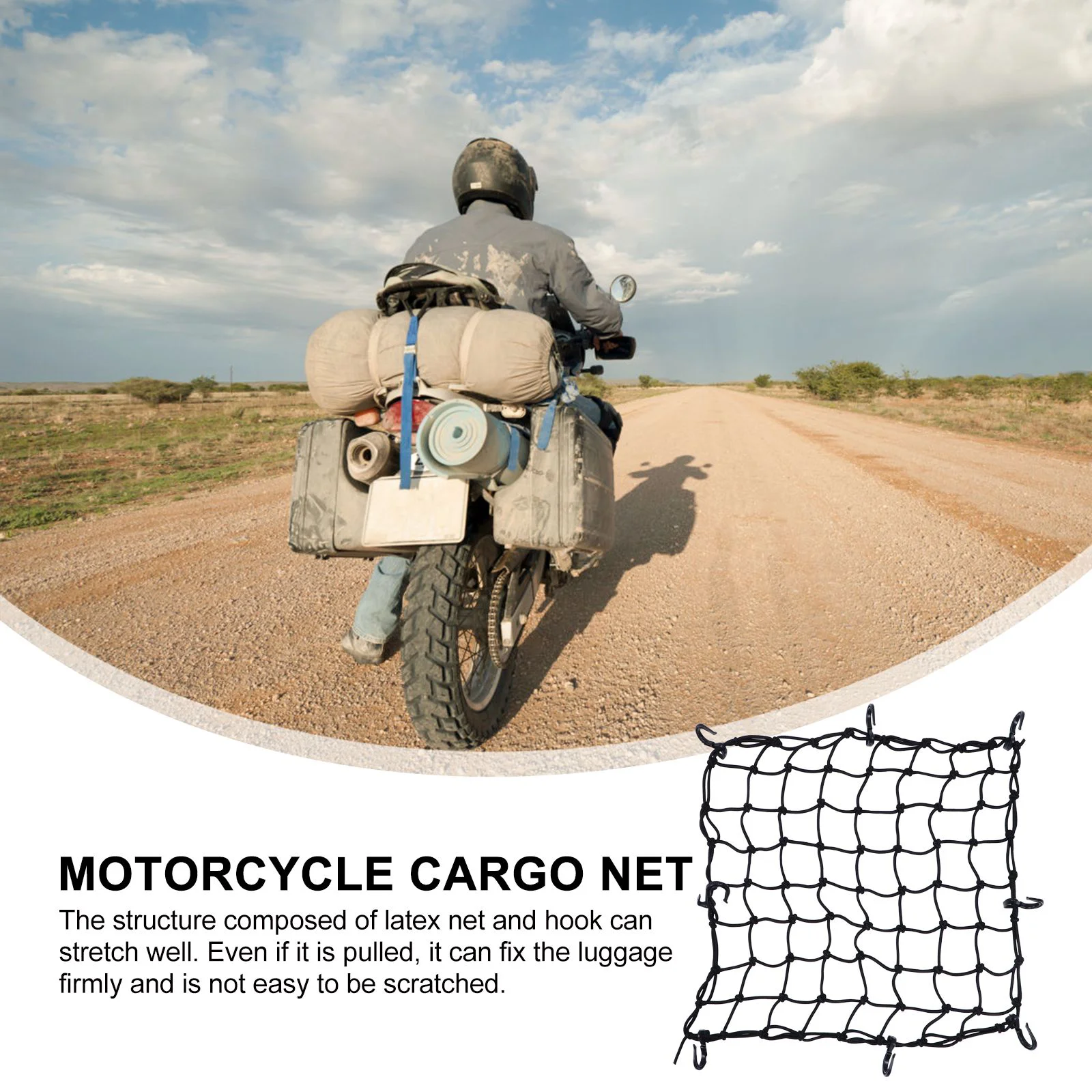 Luggage Net Bag Motorcycle Bike Cargo Latex Water Proof Motorbike Emulsion Rear Seat Stretch