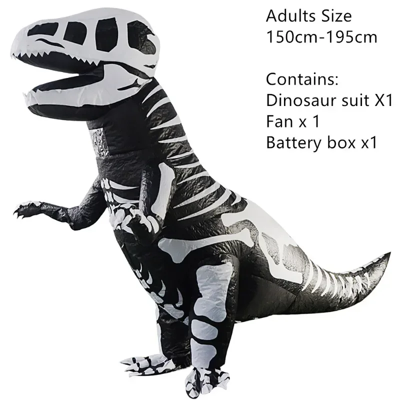 New Inflatable Dinosaur Costume T-Rex Skeleton Adults Kids Dino Suit Carnival Cosplay Party Fancy Dress Birthday Blow Up Outfits