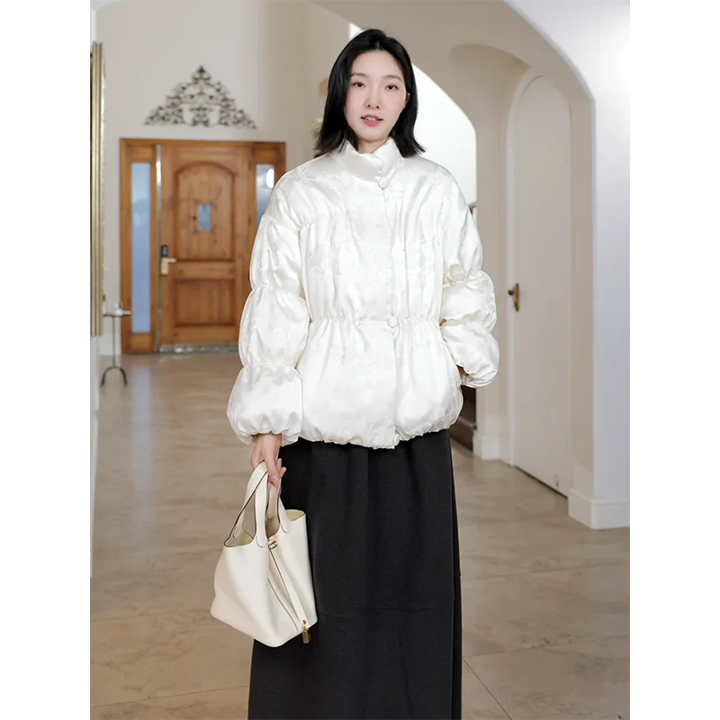 

Cojiaojiao Winter New Sle down Jaet 90 White Du down Stand Collar Same Bud Flounce Sensation f Skirt Women's Coat