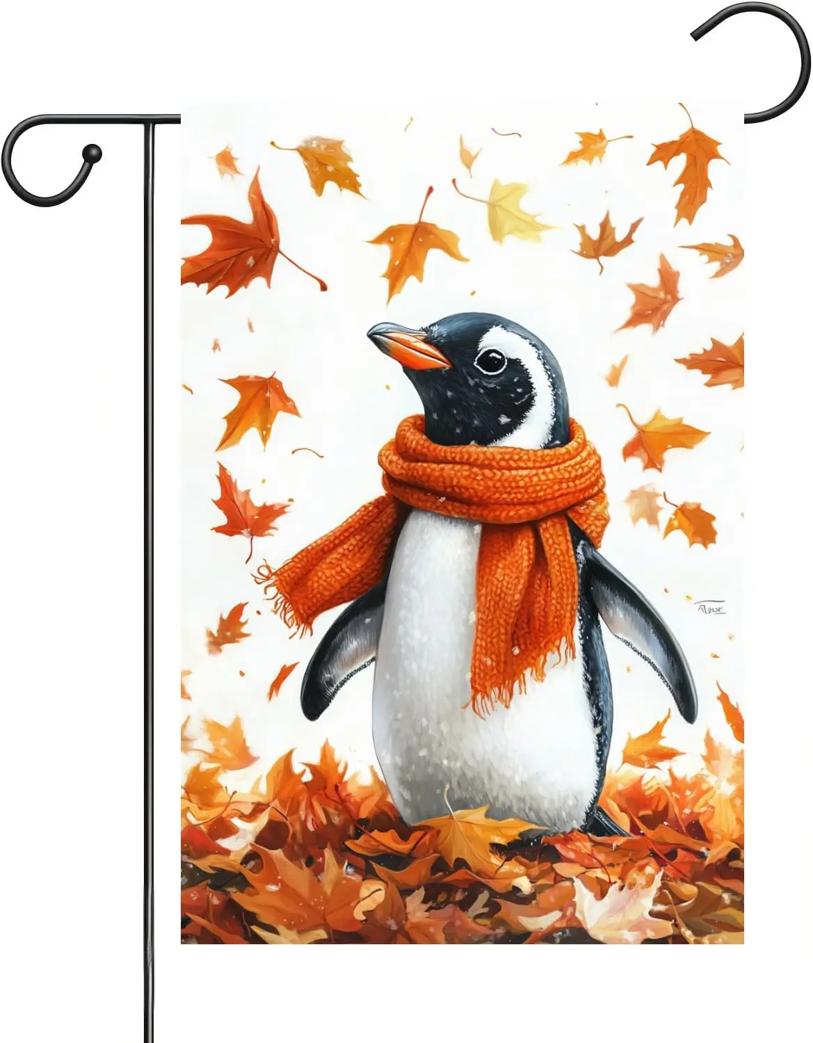 Funny Penguin Fall Garden Flag for Outside Welcome Garden Flags Thanksgiving 12x18 Double Sided Front Yard Small Flag Burlap GGO