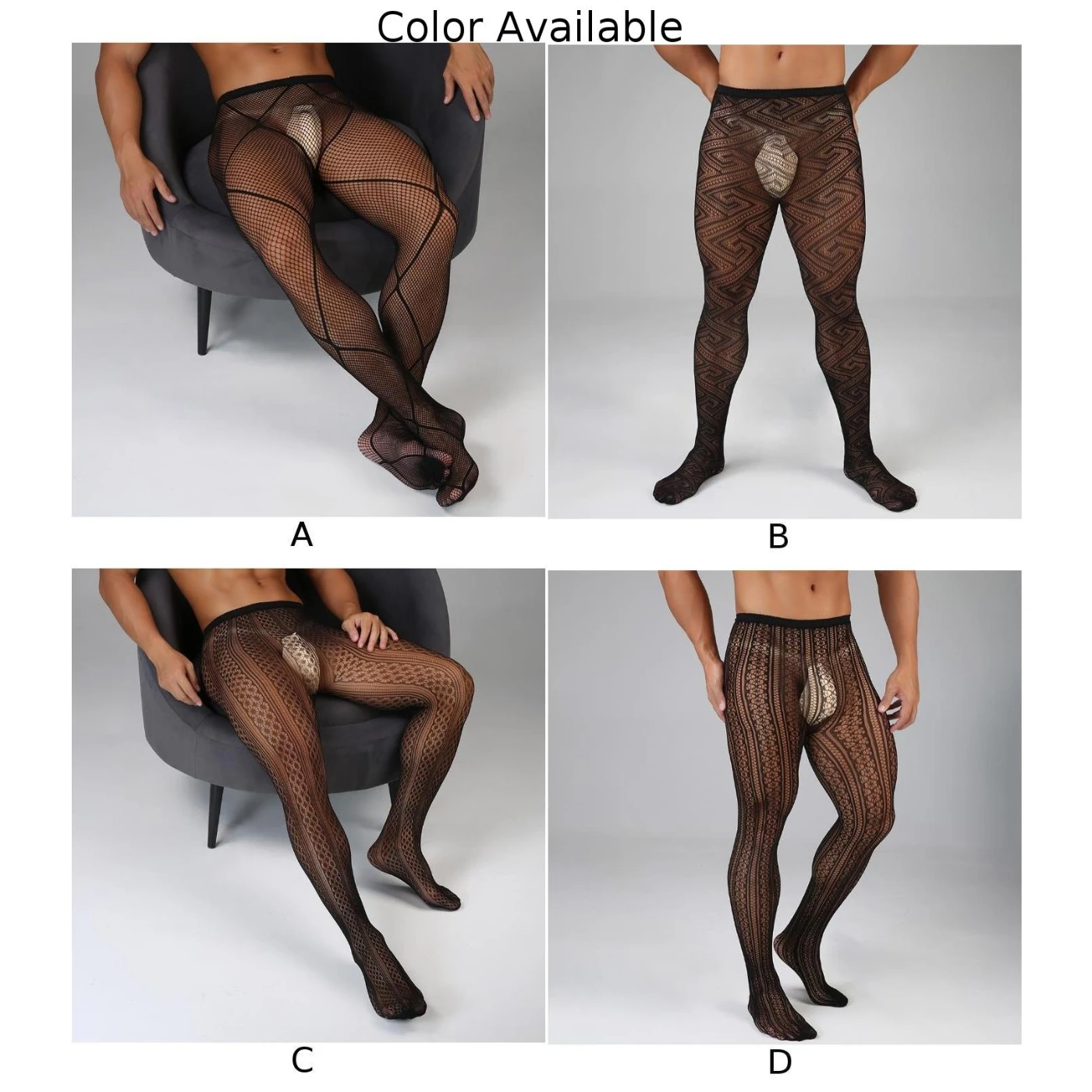 Pantimedias transparentes de malla para hombre, calcetín de malla Jacquard, pantimedias con patrón de Jacquard, diseño de malla, tela elástica transparente