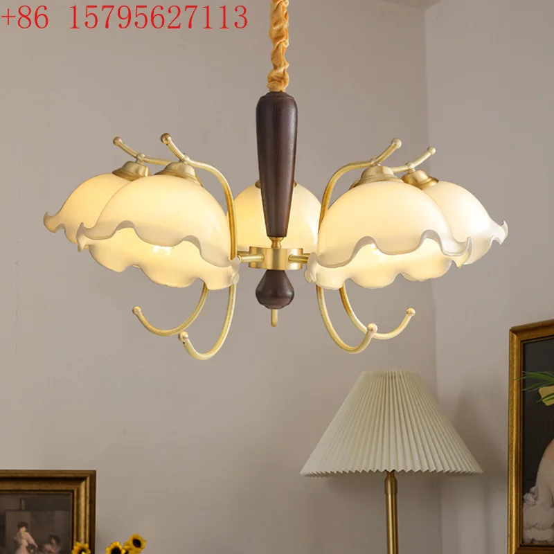 

American medieval bedroom dining room study glass nostalgic chandelier Nanyang style retro living room light