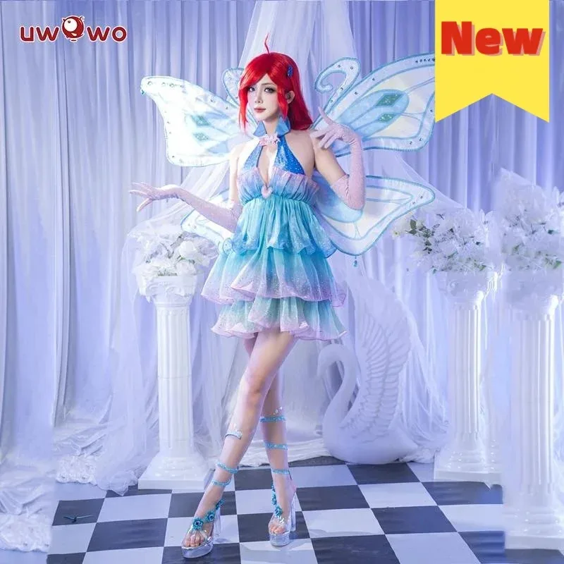 

aa124LQIN STOCK UWOWO Bloomm Anime Big Fairy Wings Cosplay Princes Costume Outfit Butterfly Halloween Costumes