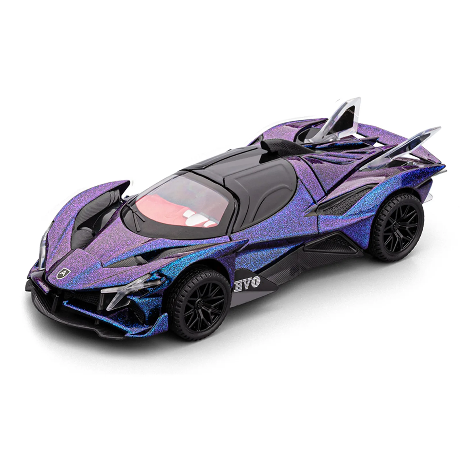 1:32 EVO Modello di auto sportiva in lega tirare indietro suono e luce giocattoli per ragazzi squisiti ornamenti decorativi idee creative