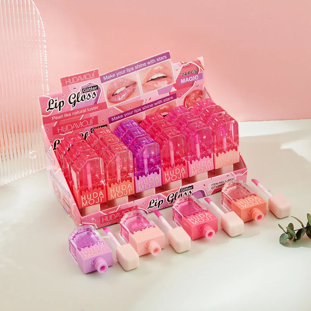 

24Pcs Cute Ice Cream Lip Gloss Set Color Chaning Lip Tint Moisturizing Longlasting Lip Oil Girls Lips Makeup Wholesale