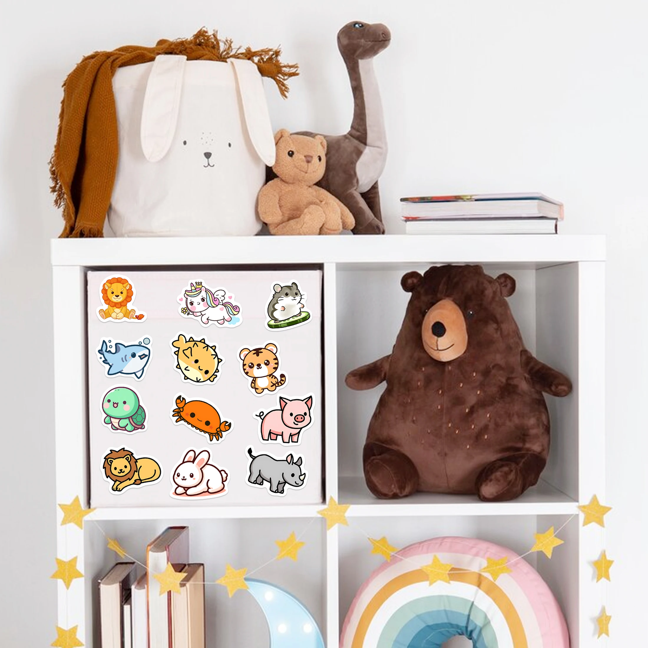 51 قطعة يتوهج في الظلام لطيف الحيوان نمط ملصقات ذاتية اللصق مقاوم للماء فيني الشارات الكمبيوتر سكيت الديكور للأطفال #6