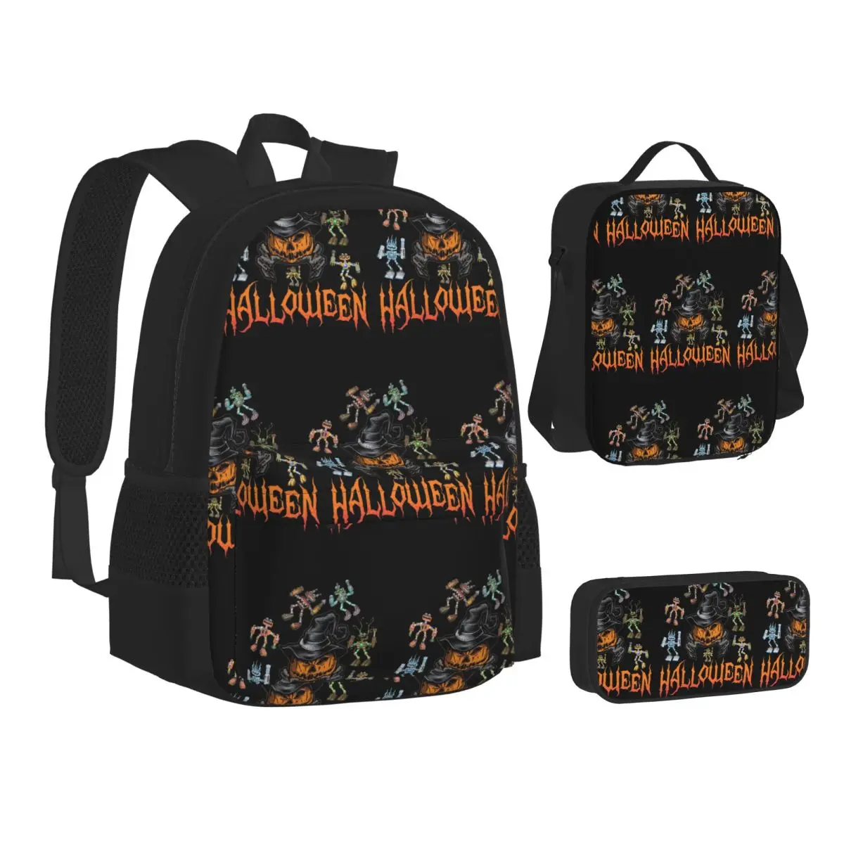 Wubbox My Singing Monsters Halloween Backpacks Students School Bags Kids Rucksack Lunch Bag Pen Bag Three-Piece Set