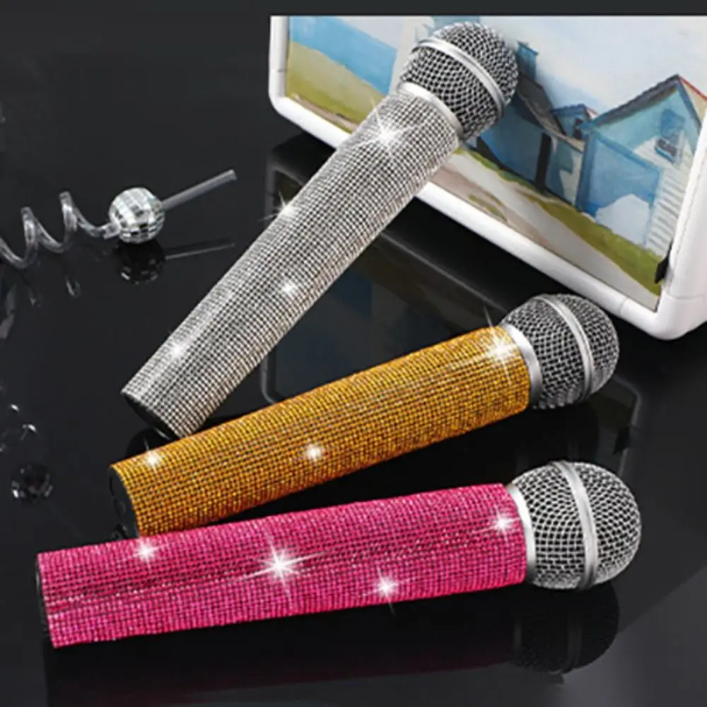Glänzende, exquisite Mikrofon-Dekorationshülle, glitzernde Bling-Strasssteine, kabellose Mikrofon-Griffabdeckung, langlebiges, weiches Futter