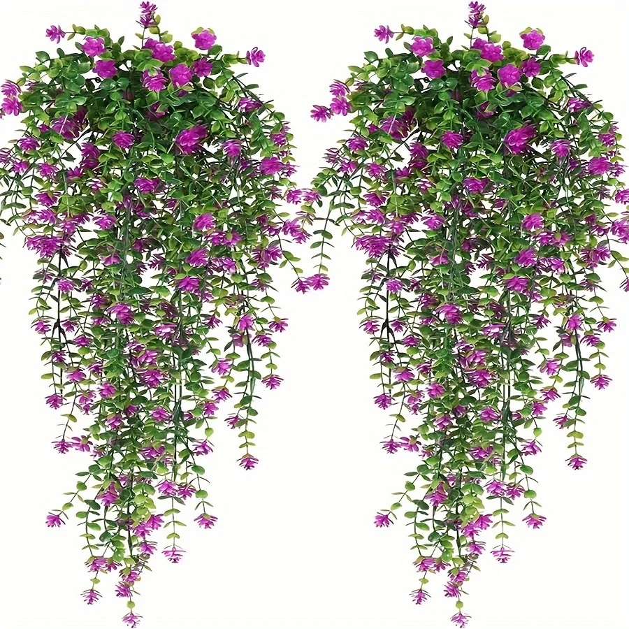 3 stuks, kunstmatige hangplanten nep hangplant faux eucalyptusblad groen wijnstok buiten uv-bestendige plastic planten