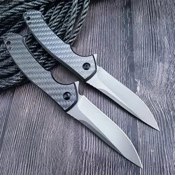 Folding Knife 440C Stainless Steel Blade Carbon Fiber Handle Outdoor Camping Fishing Portable Knife Pocket Clip Men 0450