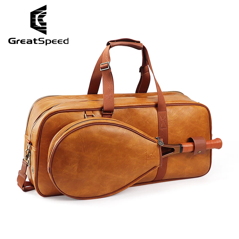 Professional Adults Sporting Tennis Racquet Bag Retro Badminton Squash Tennis Shoulder Bags Classic Detachable Tennis Handbag