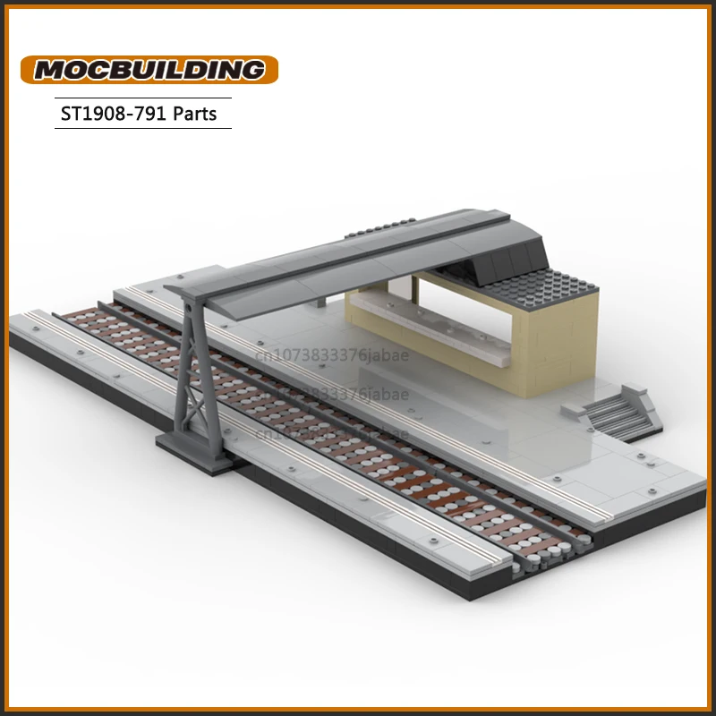 Stazione ferroviaria MOC Building Blocks Architetture creative della città Tecnologia di visualizzazione Mattoni Set di modelli di assemblaggio fai-da-te Giocattoli Regali di Natale