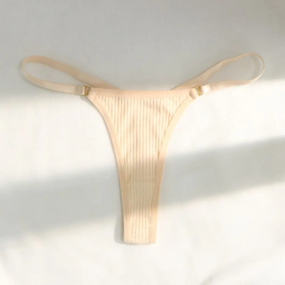 Pink Soft Breathable Simple Elastic Pure Color Seamless Women Thread Panties Low Waist Briefs Nylon T-Pants Korean Style Thongs