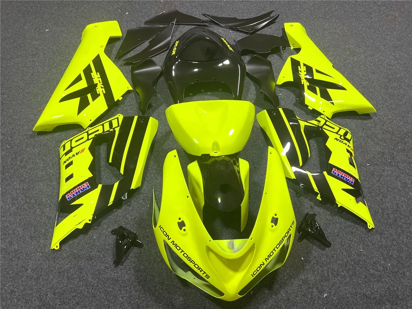 Motorcycle Fairing Kit Suitable for Kawasaki ZX-6R 05-06 Year 6R 636 2005 2006 Fairing Bright Black Fluorescent Yellow