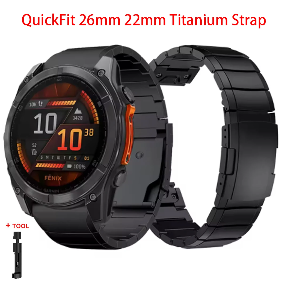 QuickFit 26mm 22mm Titanium Strap For Garmin Fenix 8 E 47mm 51mm 7 7X 6 6X 5 5X Plus/Epix Pro/Tactix/MARQ Metal Watch Band