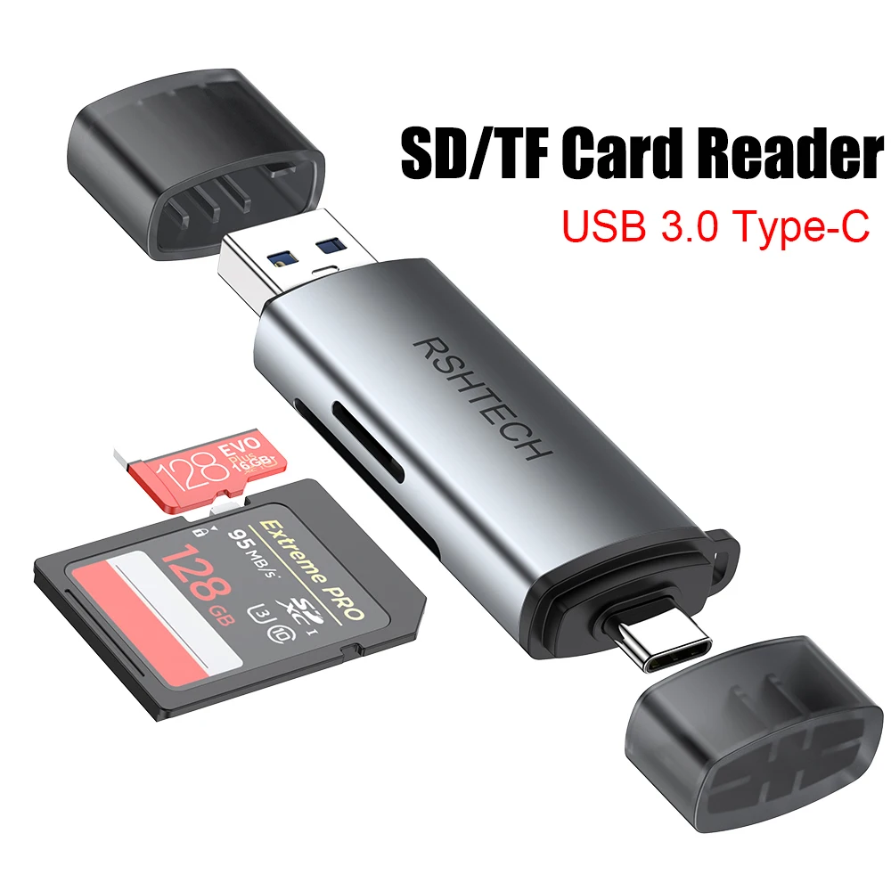 

RSHTECH SD Card Reader Dual Connector USB C & USB 3.0 Memory Card Reader Adapter Supports TF/SD/Micro SD/SDHC/SDXC/for Laptops