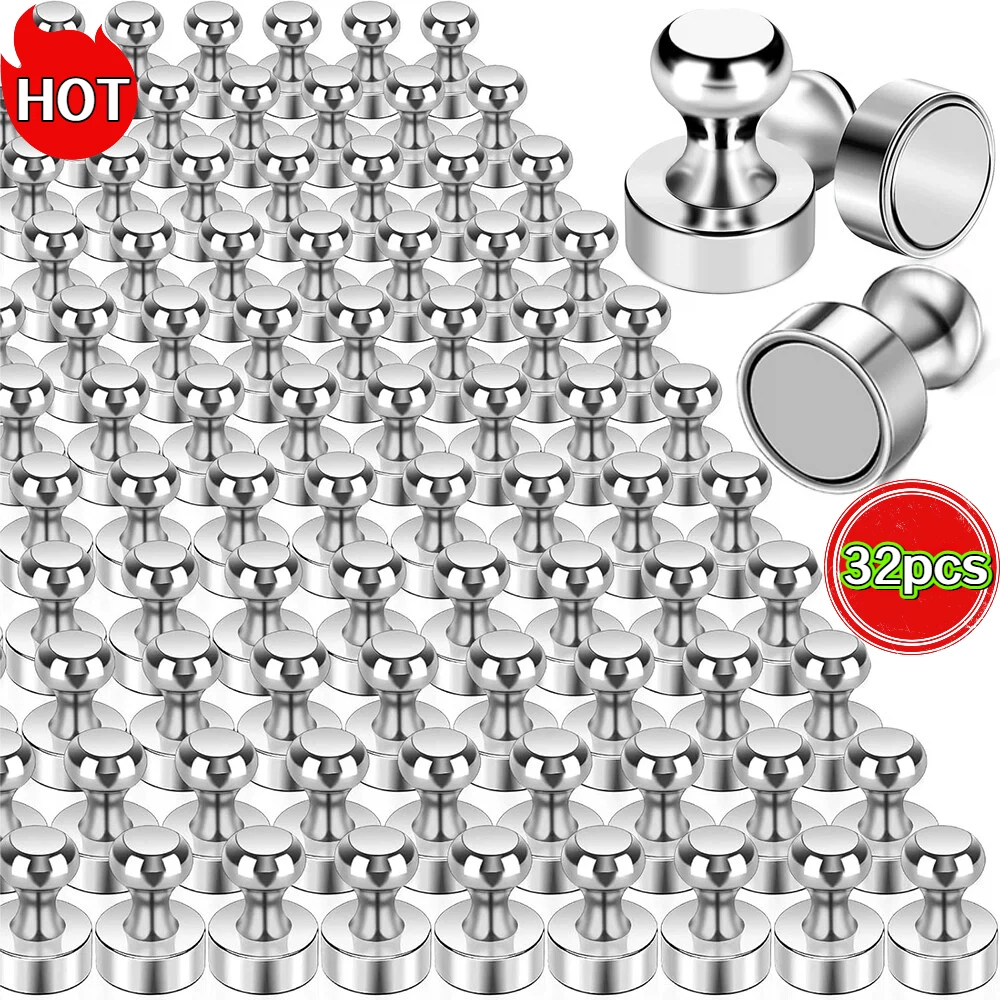 32Pcs Magnetic Needle Neodymium Magnet Pin Plate Magnet Plate Tapered Magnet Extra Strong Magnet for Home Storage