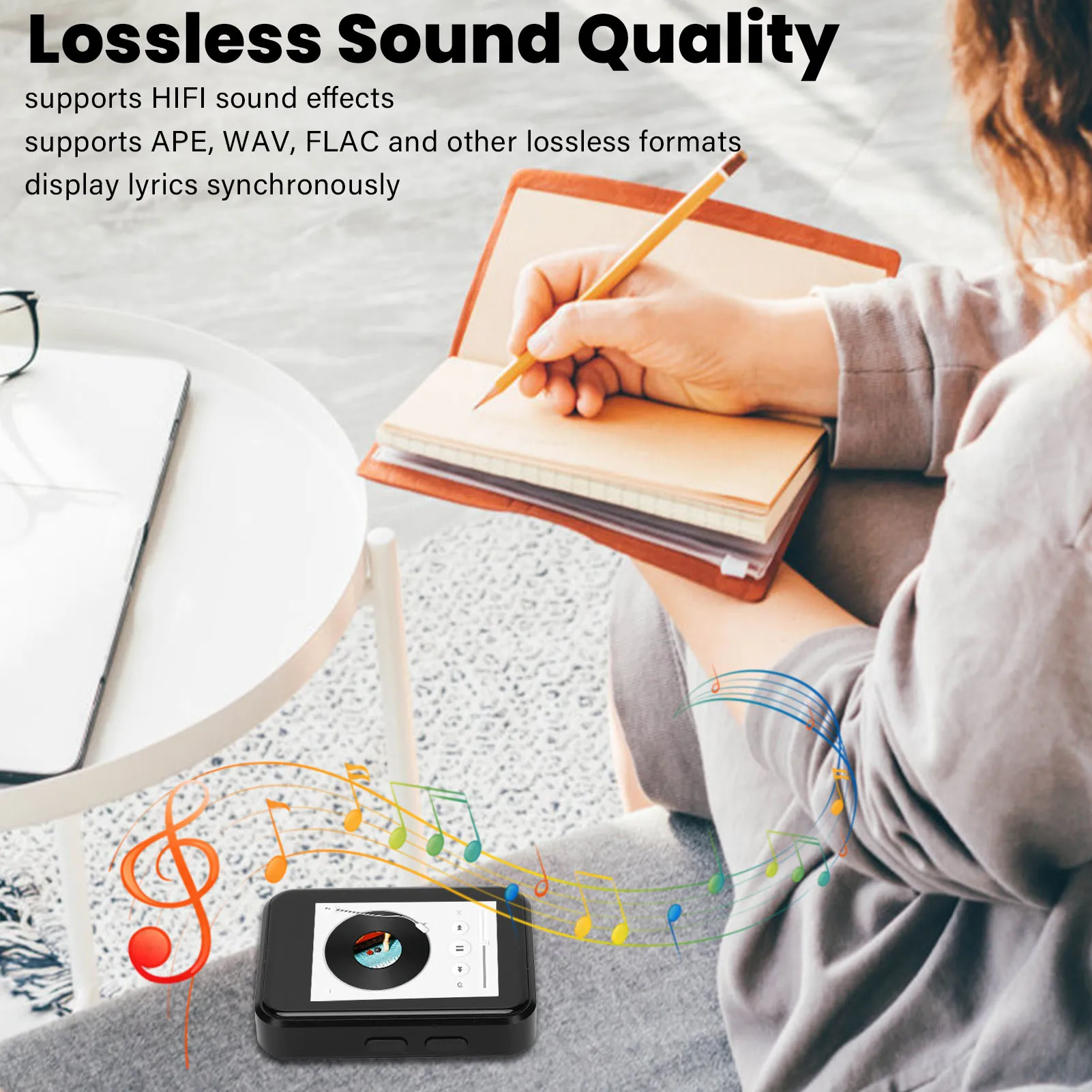 1.8in tela de toque completa mp3 mp4 player bluetooth 5.0 rádio fm lossless hd leitor música digital e leitor livro com alto-falante