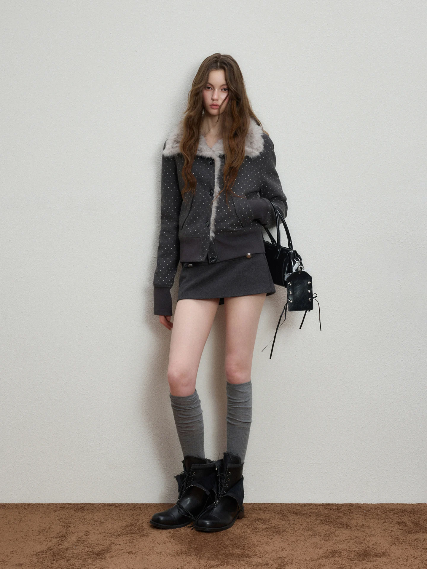 

Женское шерстяное пальто Luamoss в корейском стиле, с клетчатым узором, вельветом, пэчворком и принтом в горошек, приталенное, удлиненное, для повседневной носки