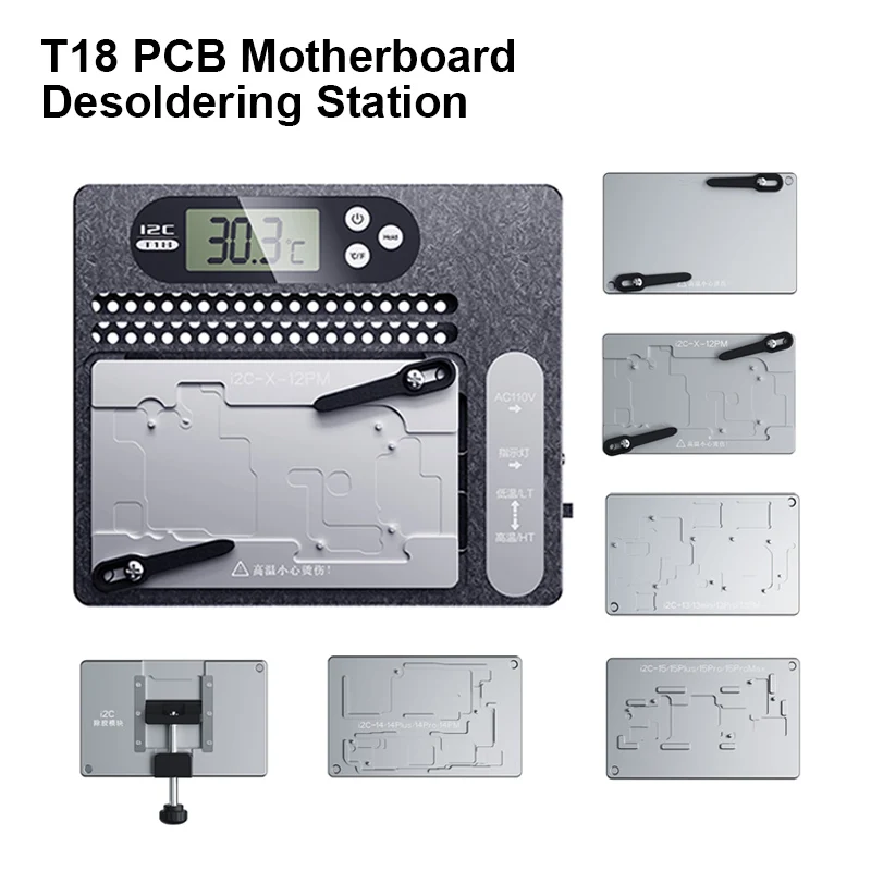 i2C T18 Universal Desoldering Station Suit for X-15ProMax Rapid Heating Phone Motherboard PCB Separation Degumming Platform