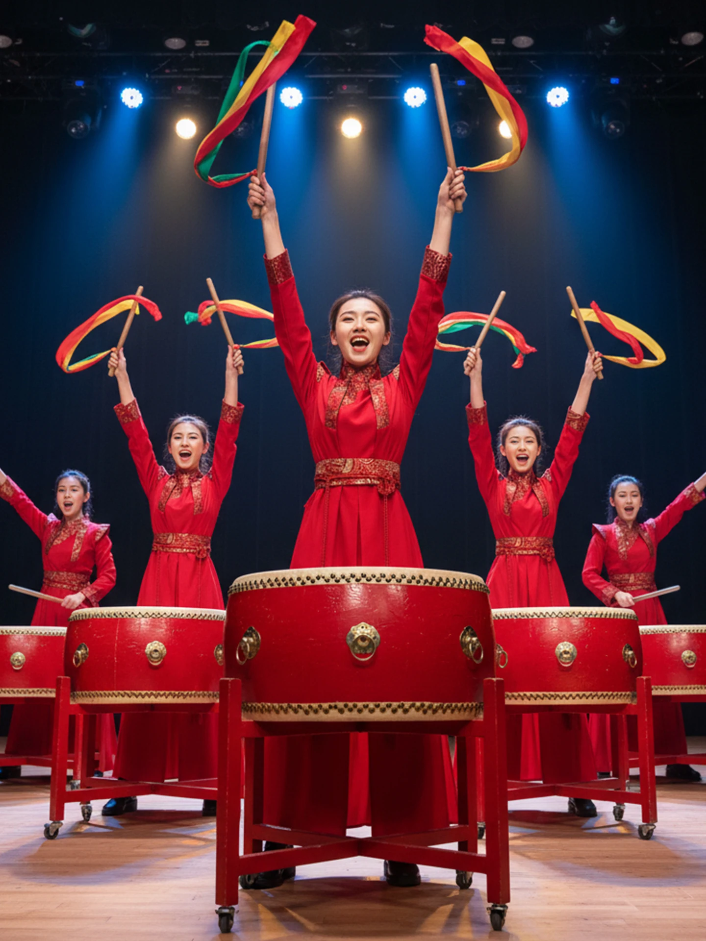 

2025 New Adult Drum Performance Costume Women's Style Opening Dragon Dance Drumming Gongs Waist Drumming Big Drumming Winter