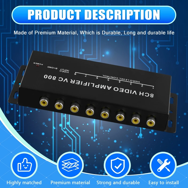 DC12V Car Auto 1 To 8 Output Video Signal Spliter Amplifier For DVD/LCD/TV Video Spliter MX1322