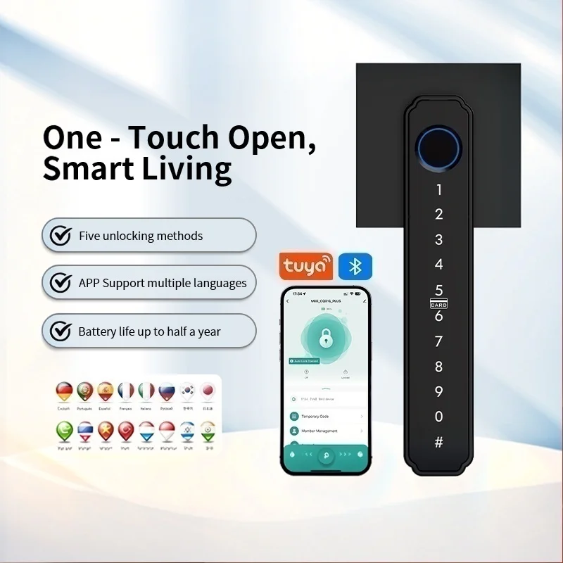 Tuya Bluetooth Fingerprint Password Unlock Card Key Unlock Smart Door Lock for Child's  bedroom Apartment office room Hotel