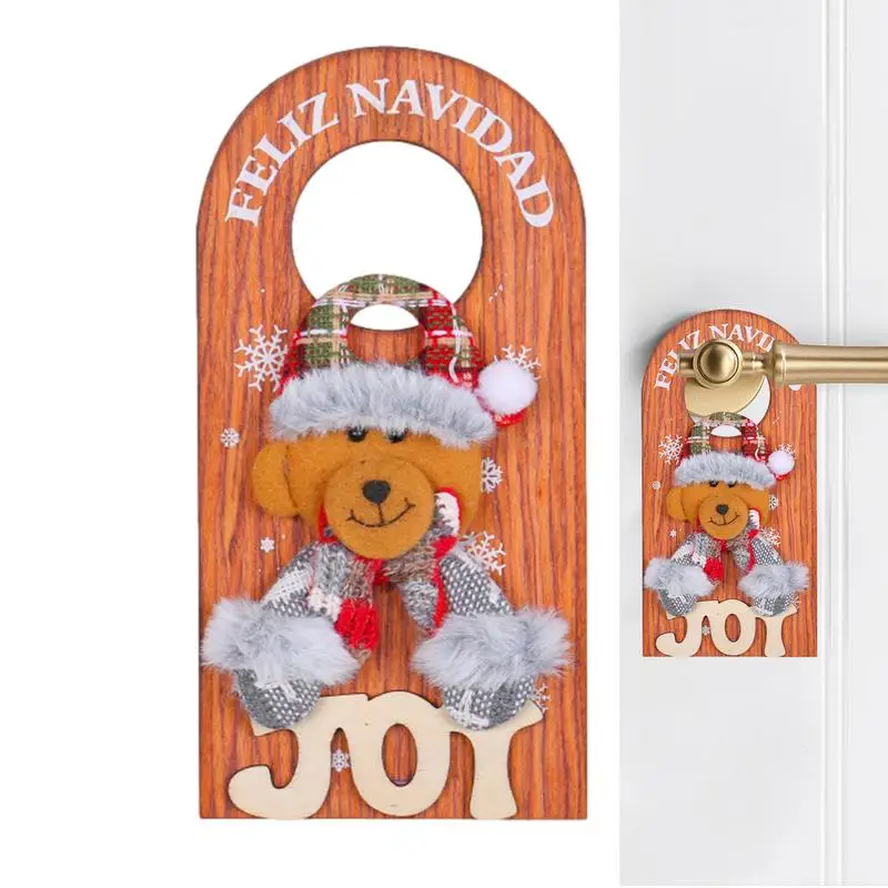 Christmas Door Hanger Wood Festive Signs For Doorknobs Wall Arts Supplies For Handrail Fireplace Wall Door Handles Christmas