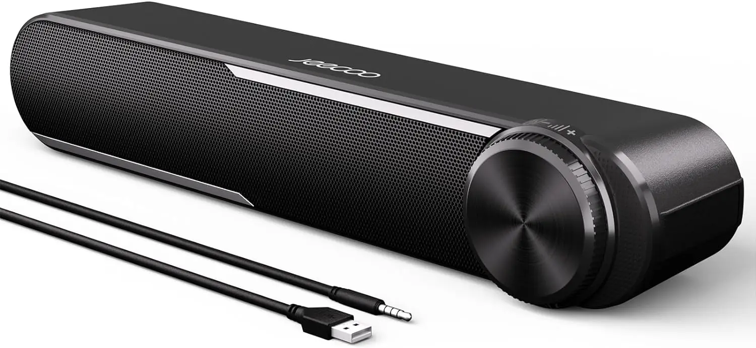 

Jeecoo A30 Wired Computer Speakers PC Soundbar for Monitor USB-Powered w/3.5mm AUX,Big Volume Control - Laptop Tablet Compatible