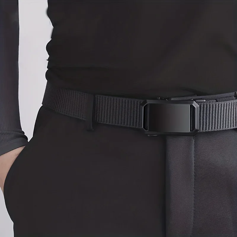 2026New Automatic Buckle Belt, Canvas Tactical Workwear Casual Outdoor Military Training Pants Belt For Men