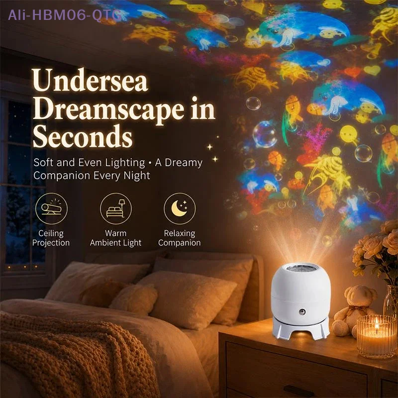 Hot LED Ocean / Snowflake Projector Light 360° Rotating Dynamic Night Lamp Ambient Decorative Lighting For Room Bedroom Party