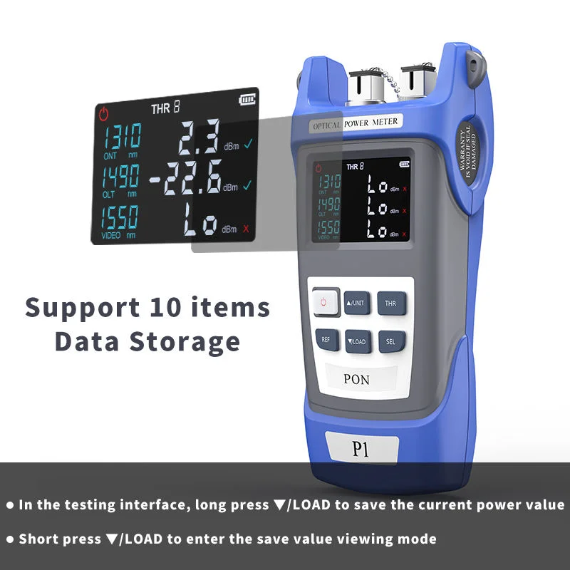 P1 Optical Power Meter Fiber FTTH OPM Multi-Interface Light Failure Tester with POE Network 850-1625nm SC/FC/ST