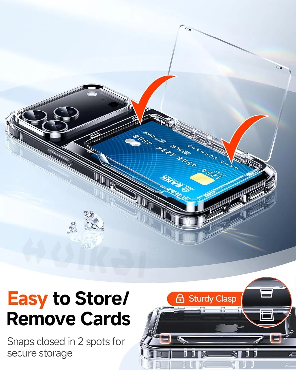 حافظة بطاقات المحفظة لهاتف آيفون 17 برو ماكس 17 اير 16 برو ماكس 15 برو 15 14 حامل فتحة الشريحة سليم هارد PC غطاء حماية عالي التحمل #3