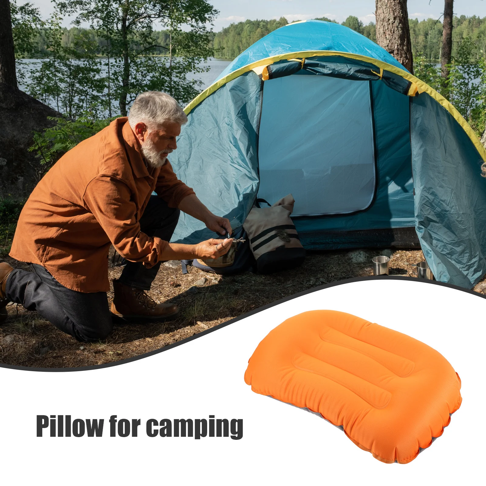 

Inflatable Camping Pillow Lightweight Soft Ergonomic Comfortable for Outdoor Travel Portable Backpacking Sleeping Pillow