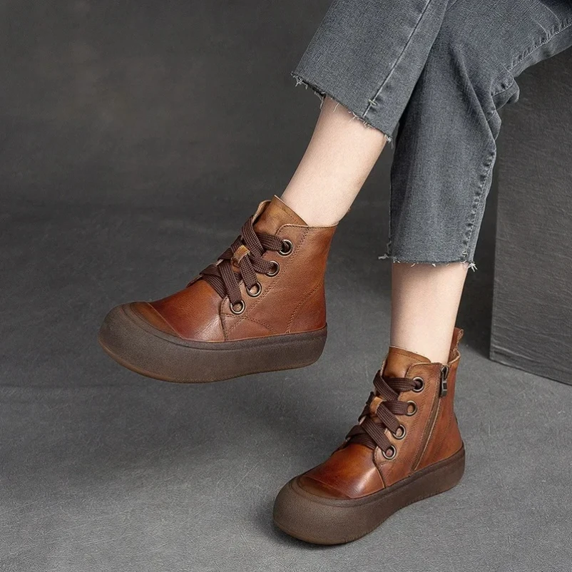 

Ботинки Marton из натуральной кожи, женские зимние новые ботильоны с двойной молнией, женские мотоциклетные ботинки на платформе и толстом каблуке