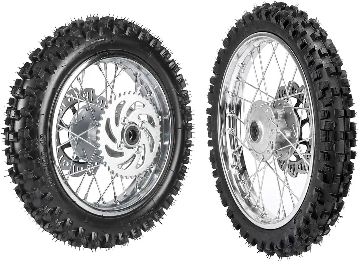 

60/100-14 Обод переднего и заднего колеса 80/100-12 с подшипником 12 мм, звездочкой и ротором тормозного диска в сборе для грязевого велосипеда