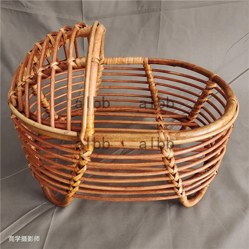 Newborn Photography Props Vintage rattan cradle Chair Prop Basket Container Photography Bed Newborn Photo Posing Prop Baby Crib