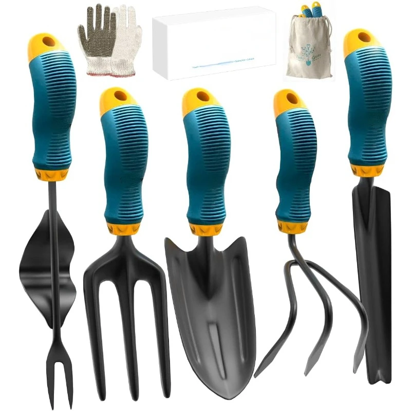 

Gardening Tools Set from Alloy Steel - Heavy Duty Garden Tool Set with Light & Rubber Non-Slip Handle - Gardening Tool Kit