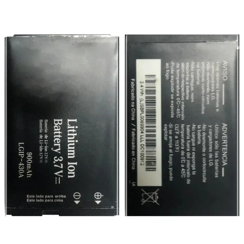 Bateria para LG KP108, KP115, KM330, KD876, 900mAh, bateria do telefone móvel