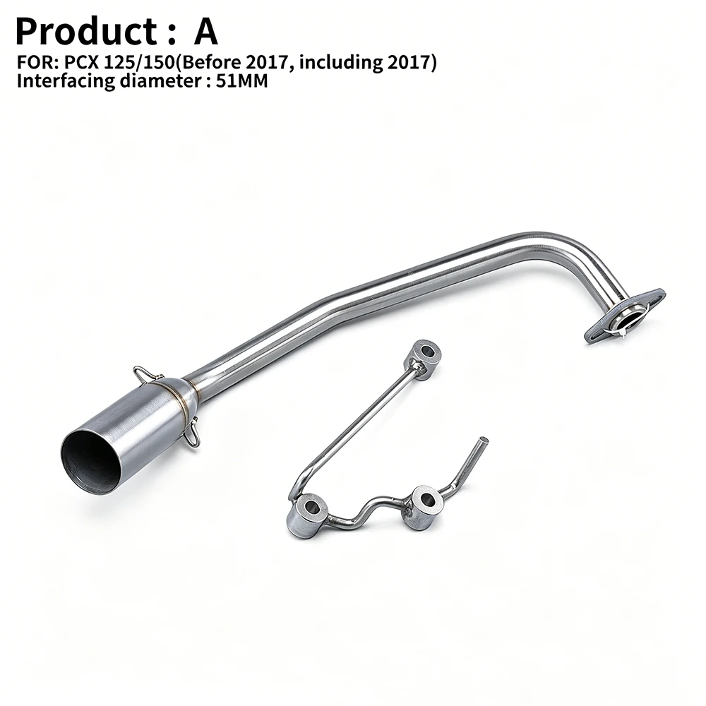 51mm 2010-2017 For HONDA PCX125 PCX150 PCX 125 150 Motorcycle Exhaust System Stainless Front Link Pipe Line