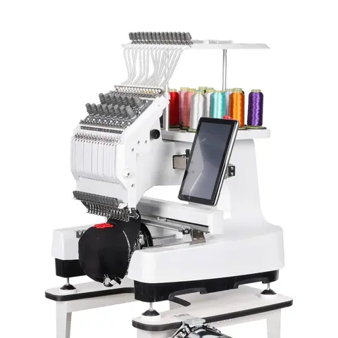 15-Needle Single Head Embroidery Machine – Compact 150×150mm Frame, for Hats, Shoes, Patches & Small Logos