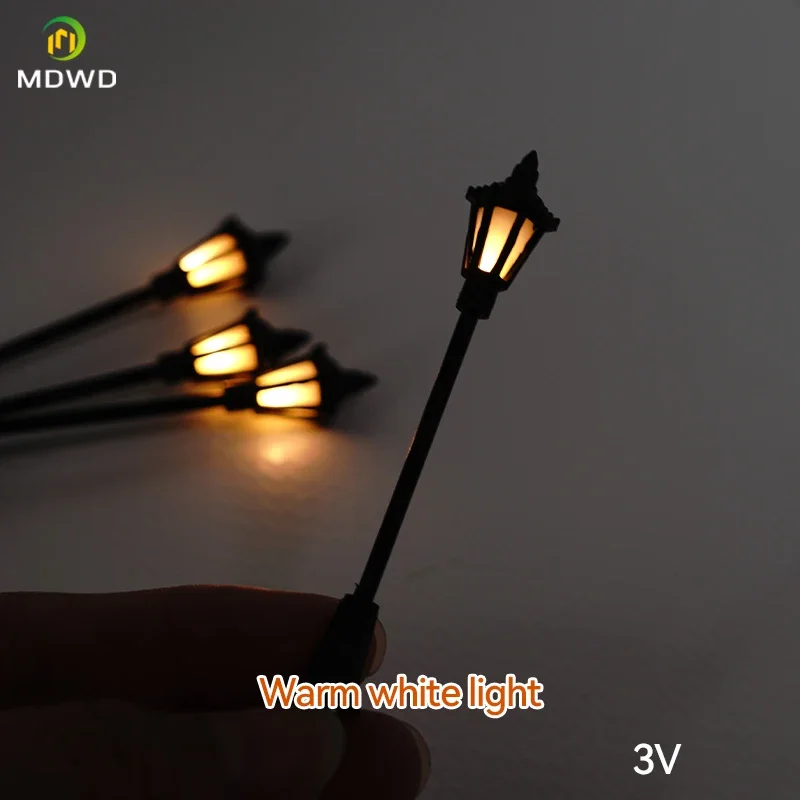 5 pçs layout poste de luz modelo lâmpada trem ferroviário cenário mesa jogo guerra diy modelo lâmpada 3v luzes em miniatura