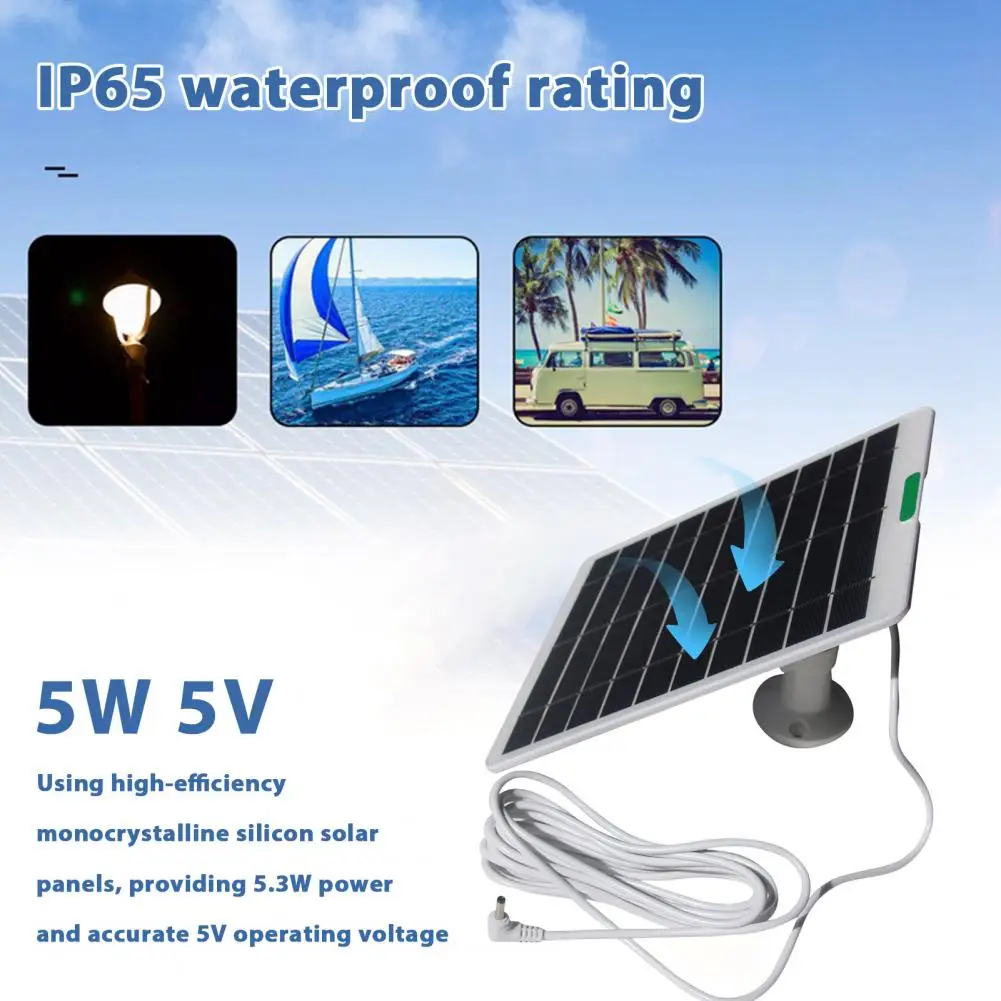 Eaves Solar Panel 5.3w Single Silicon Solar Panel Ip65 Waterproof Power Supply for Ring Doorbells Security Cameras for Security