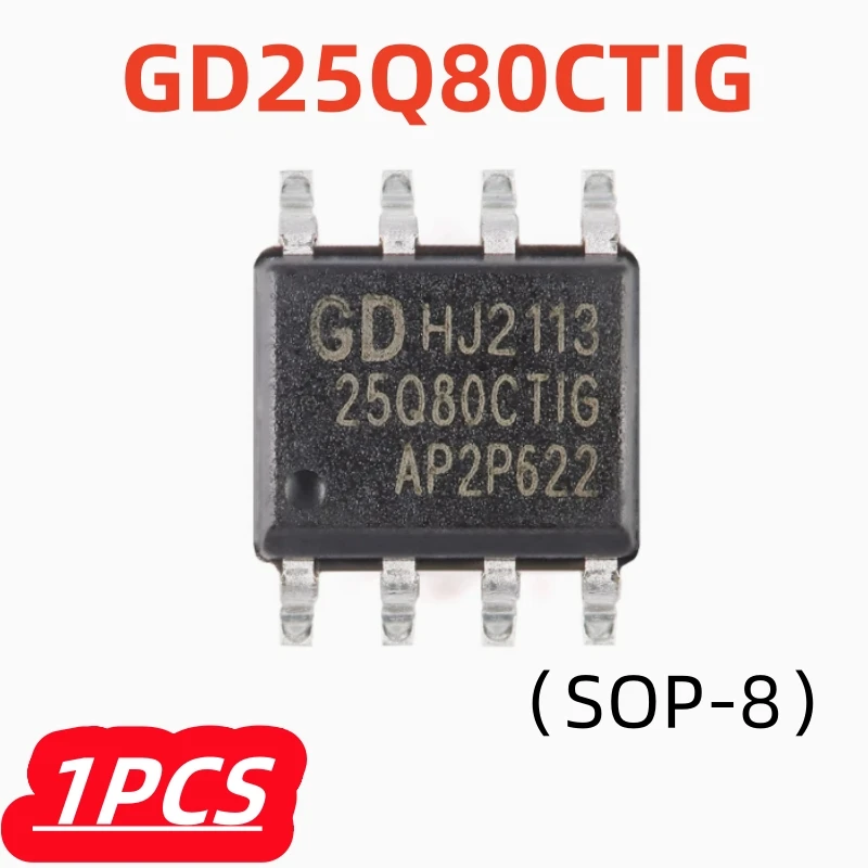 1Pcs/lot New GD25Q80CTIG 25Q80CT GD25Q80CT GD25Q80CTIGR SOP-8 25Q80CTIG SOP8 8M-bit 3.3V Serial Flash IC Chip