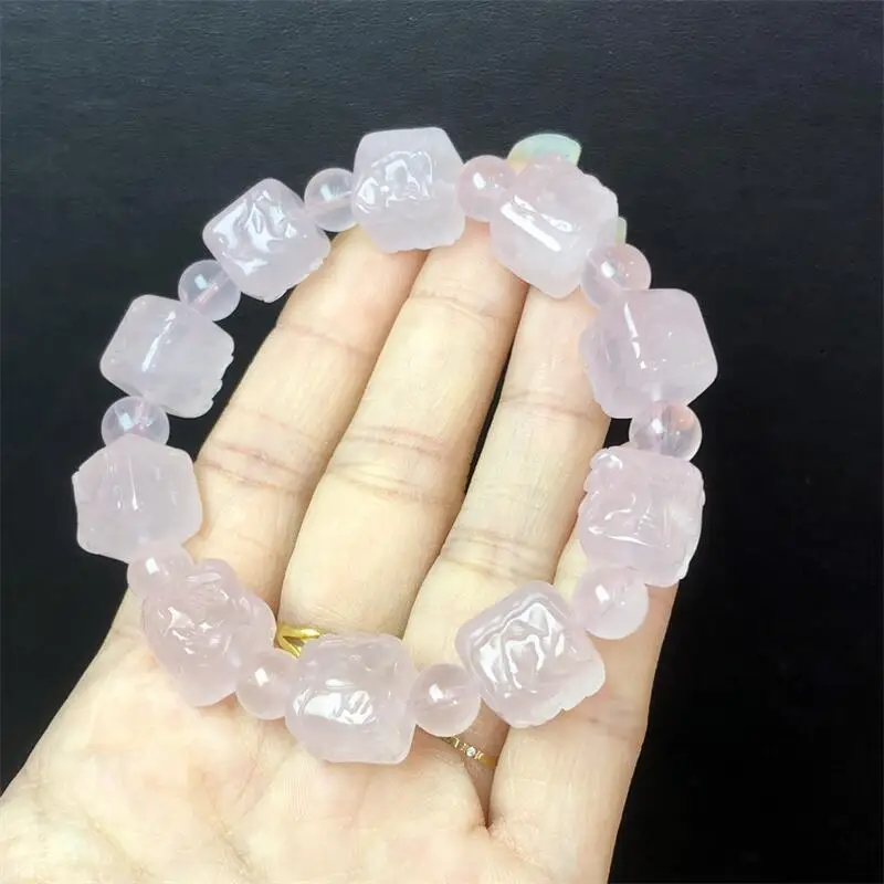 

13 мм натуральный розовый кварц цветок куб из бисера браслет ювелирные изделия для женщин исцеление фэншуй камень праздничный подарок 1 шт.