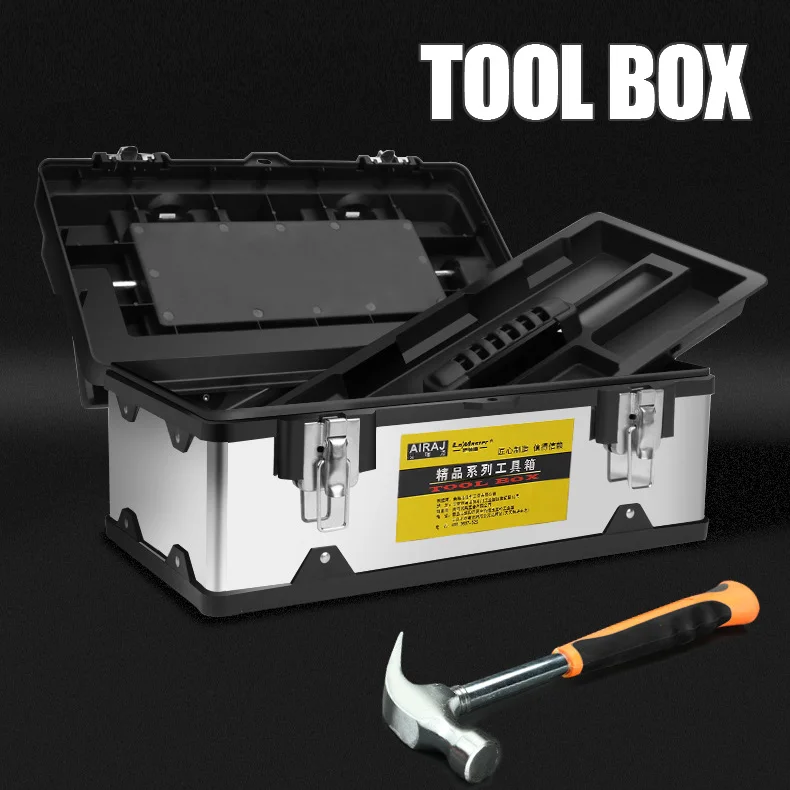 Toolbox Stainless Steel Suitcase Organizer Case Industrial Grade Multifunctional Tool Storage Box Metal portable storage boxes