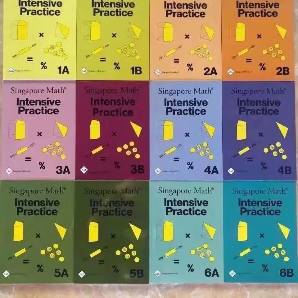 4 libros/juego de ejercicio de práctica intensiva de matemáticas de Singapur, escuela primaria